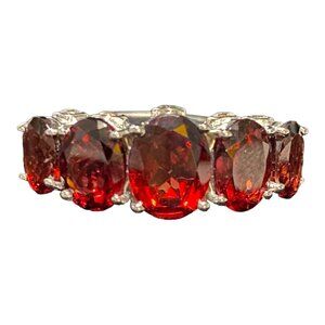 Garnet Ring Size 9 5 Oval Stones 9 Carats Jewelry Sterling Silver Stamped 925 Po